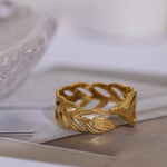 Adjustable Retro Leaf Ring