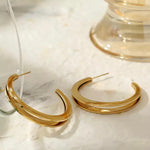 Gold Medium Double Hoops