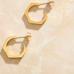 Gold Hexagon Studs