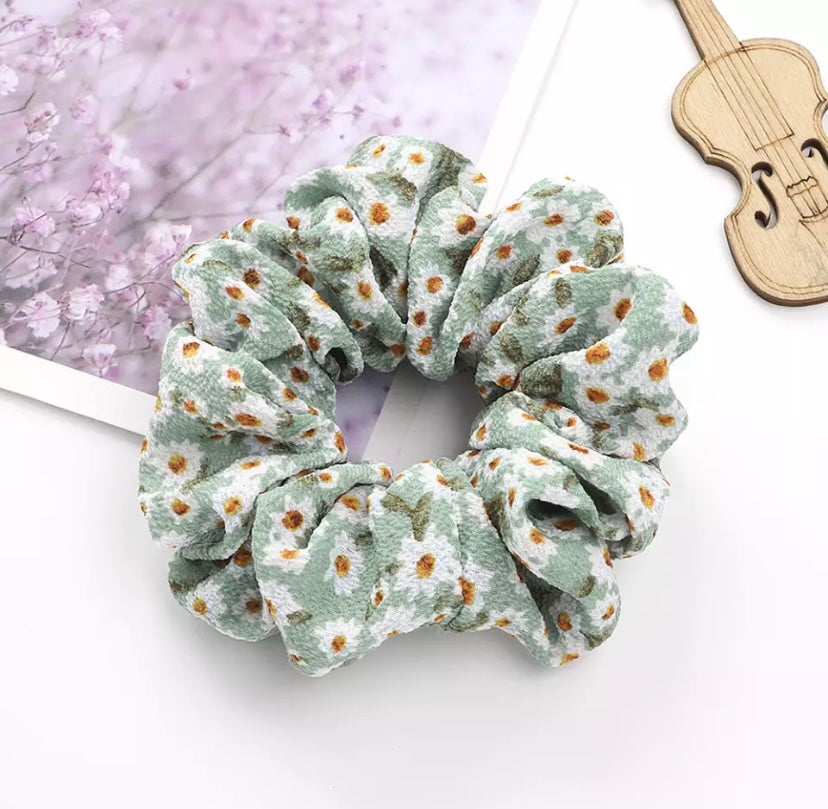 Floral Chiffon Scrunchies