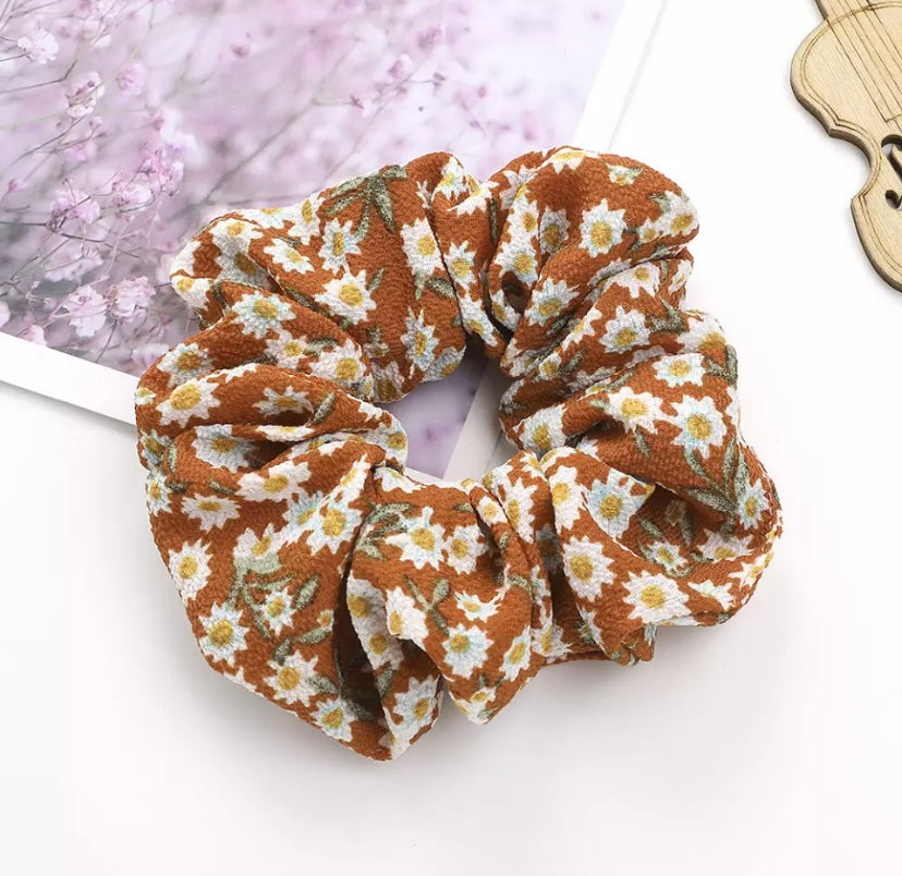 Floral Chiffon Scrunchies