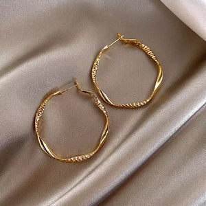 Gold Crimped Hoops